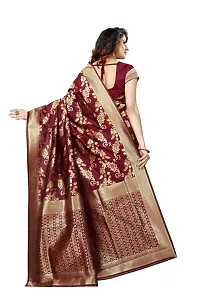 Stylish Maroon Silk Blend Saree With Blouse Piece For Women-thumb3