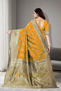 Stylish Mustard Silk Blend Saree With Blouse Piece For Women-thumb1