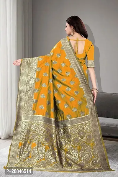 Stylish Mustard Silk Blend Saree With Blouse Piece For Women-thumb2