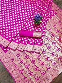 Stylish Pink Silk Blend Saree With Blouse Piece For Women-thumb1