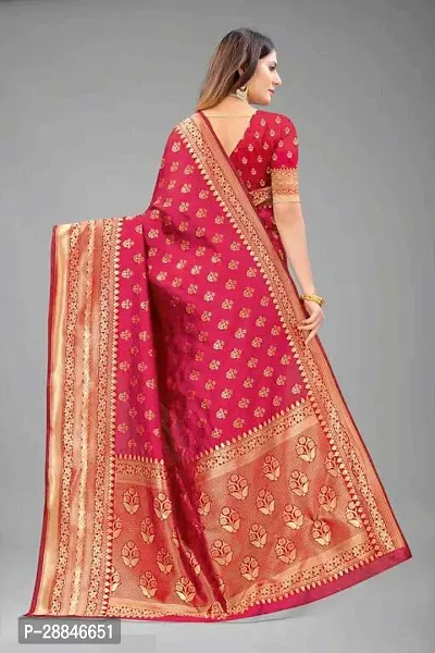 Stylish Pink Silk Blend Saree With Blouse Piece For Women-thumb4