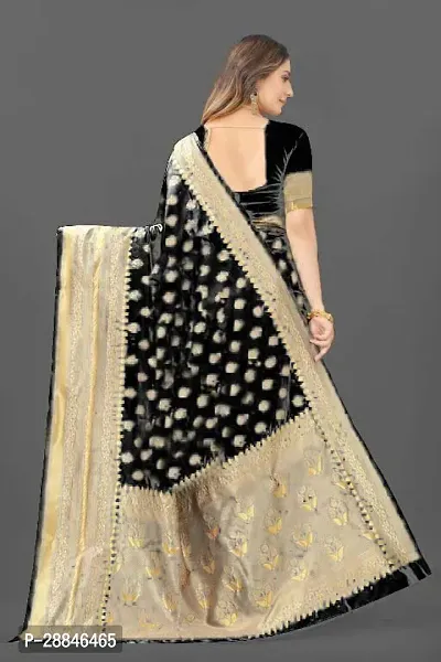 Stylish Black Silk Blend Saree With Blouse Piece For Women-thumb4