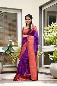 Stylish Purple Silk Blend Saree With Blouse Piece For Women-thumb4