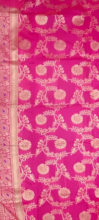 Stylish Pink Silk Blend Saree With Blouse Piece For Women-thumb3