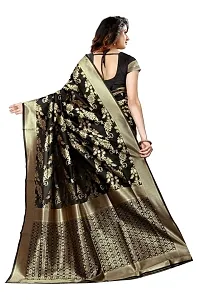 Stylish Black Silk Blend Saree With Blouse Piece For Women-thumb2