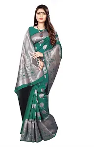 Stylish Green Silk Blend Saree With Blouse Piece For Women-thumb1