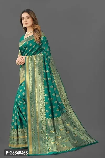 Stylish Green Silk Blend Saree With Blouse Piece For Women-thumb2