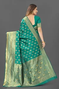 Stylish Green Silk Blend Saree With Blouse Piece For Women-thumb3