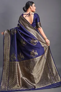 Stylish Blue Silk Blend Saree With Blouse Piece For Women-thumb3