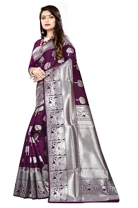 Stylish Purple Silk Blend Saree With Blouse Piece For Women-thumb2