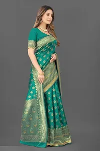 Stylish Green Silk Blend Saree With Blouse Piece For Women-thumb2