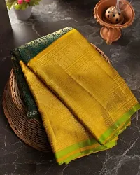 Stylish Mustard Silk Blend Saree With Blouse Piece For Women-thumb1