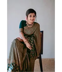 Stylish Green Silk Blend Saree With Blouse Piece For Women-thumb3