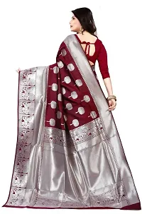 Stylish Maroon Silk Blend Saree With Blouse Piece For Women-thumb4