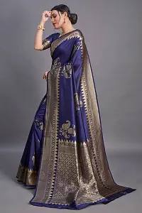 Stylish Blue Silk Blend Saree With Blouse Piece For Women-thumb2