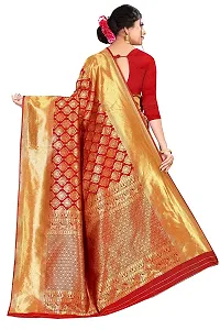 Stylish Red Silk Blend Saree With Blouse Piece For Women-thumb2