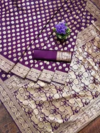 Stylish Purple Silk Blend Saree With Blouse Piece For Women-thumb1