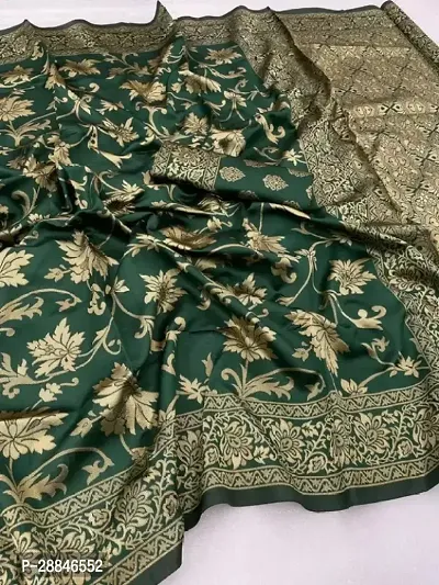 Stylish Green Silk Blend Saree With Blouse Piece For Women-thumb4