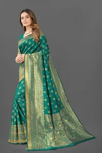 Stylish Green Silk Blend Saree With Blouse Piece For Women-thumb1