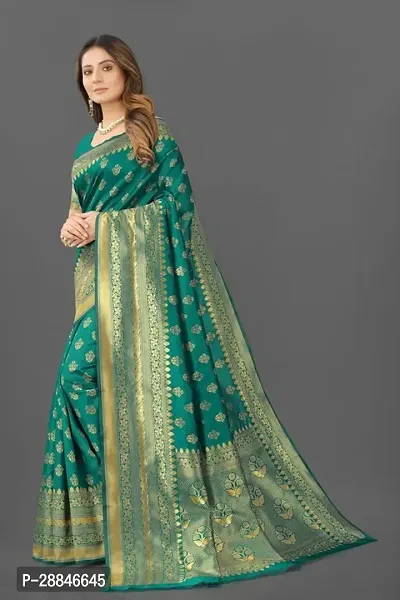 Stylish Green Silk Blend Saree With Blouse Piece For Women-thumb2