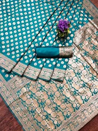 Stylish Green Silk Blend Saree With Blouse Piece For Women-thumb1