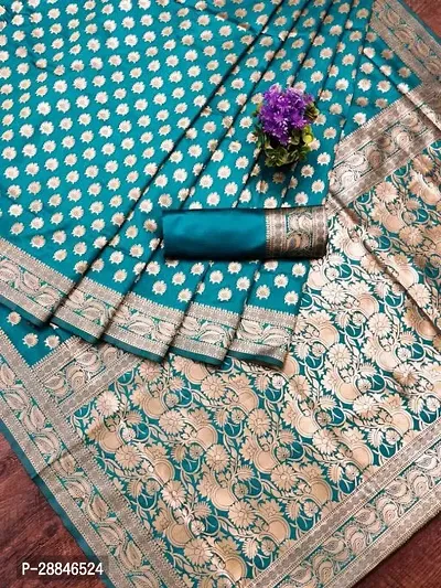 Stylish Green Silk Blend Saree With Blouse Piece For Women-thumb2