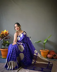 Stylish Blue Silk Blend Saree With Blouse Piece For Women-thumb3