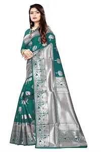 Stylish Green Silk Blend Saree With Blouse Piece For Women-thumb3