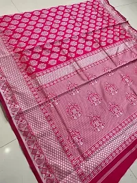 Stylish Pink Silk Blend Saree With Blouse Piece For Women-thumb3