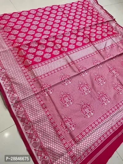 Stylish Pink Silk Blend Saree With Blouse Piece For Women-thumb4