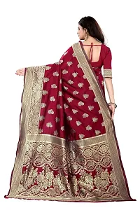 Stylish Red Silk Blend Saree With Blouse Piece For Women-thumb3