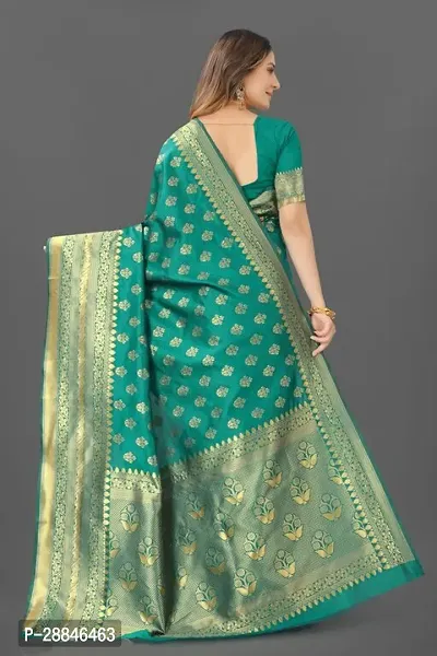 Stylish Green Silk Blend Saree With Blouse Piece For Women-thumb4