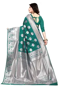 Stylish Green Silk Blend Saree With Blouse Piece For Women-thumb2