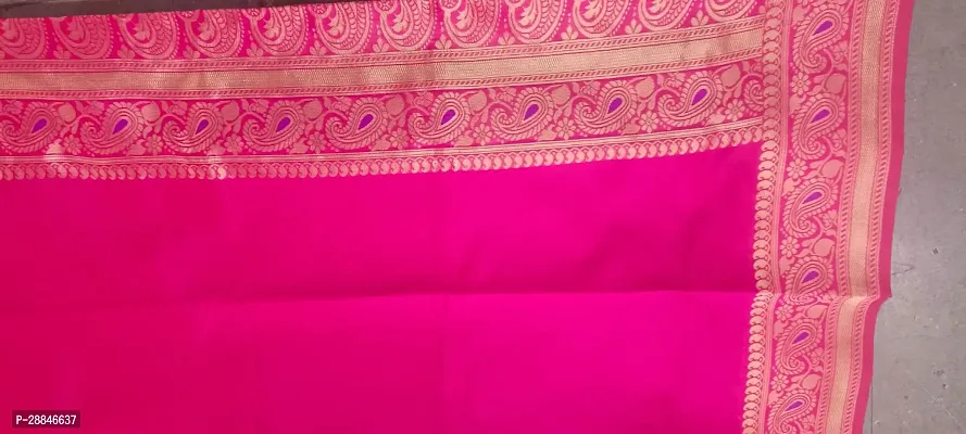 Stylish Pink Silk Blend Saree With Blouse Piece For Women-thumb3