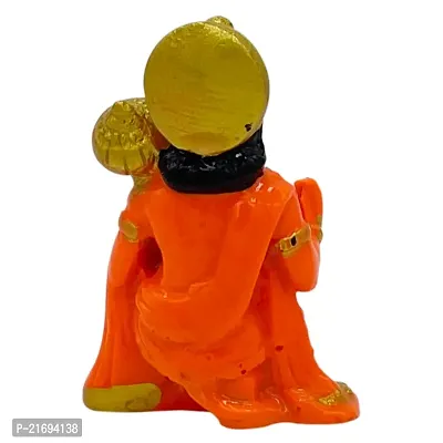 Hanuman Murti BajrangBali Car Dashboard Idol Figurine Showpiece Sculpture Hindu 10 cm Religious Idol  Figurine  (Marble, Orange)-thumb5