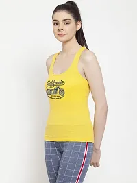 Friskers Women Yellow California Bike Rider Printed Casual Sleeveless Vest-thumb1