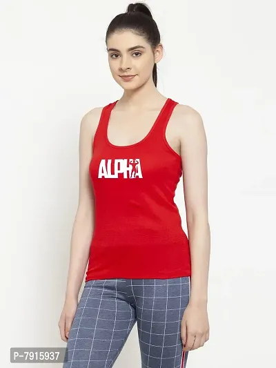 Friskers Women Red Alpha Printed Casual Camisole-thumb2