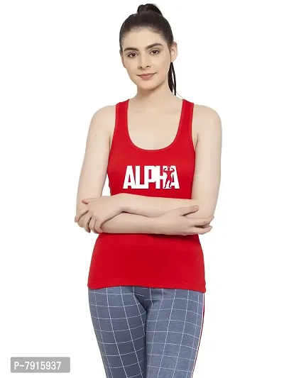 Friskers Women Red Alpha Printed Casual Camisole-thumb0