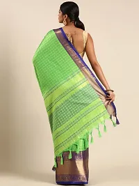 Stylish Green Cotton Silk Woven Design Saree with Blouse piece For Women-thumb1