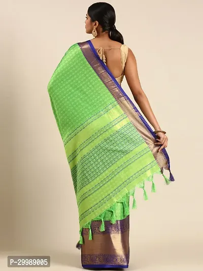 Stylish Green Cotton Silk Woven Design Saree with Blouse piece For Women-thumb2