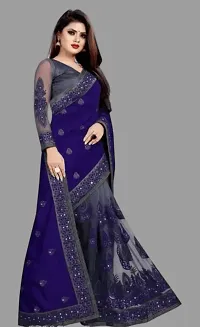 Elegant Navy Blue Art Silk Saree with Blouse piece For Women-thumb1