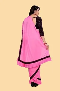 Stylish Pink Cotton Silk Embellished Saree with Blouse piece For Women-thumb2