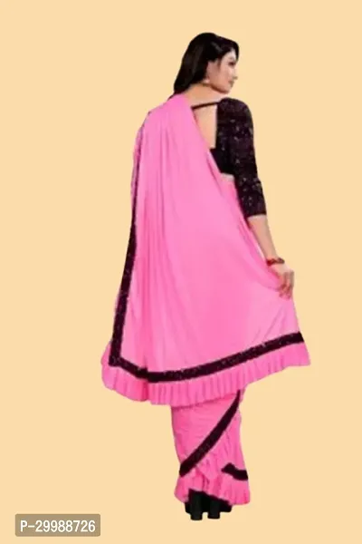 Stylish Pink Cotton Silk Embellished Saree with Blouse piece For Women-thumb3