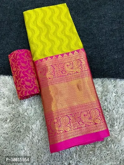 Elegant Pink Cotton Silk Saree with Blouse piece For Women
