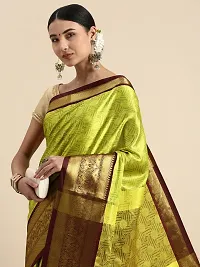 Stylish Green Cotton Silk Woven Design Saree with Blouse piece For Women-thumb2