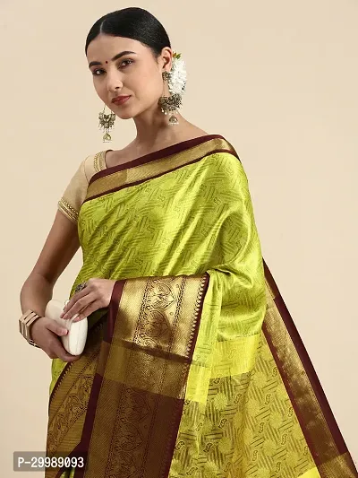 Stylish Green Cotton Silk Woven Design Saree with Blouse piece For Women-thumb3