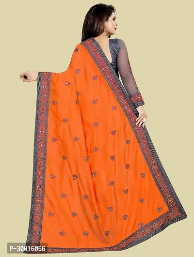 Elegant Orange Art Silk Saree with Blouse piece For Women-thumb2