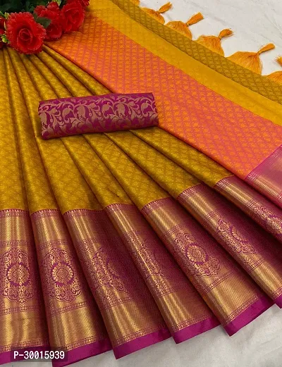 Elegant Multicoloured Cotton Silk Saree with Blouse piece For Women