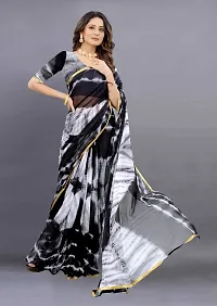 Stylish Black Chiffon Printed Saree with Blouse piece For Women-thumb1