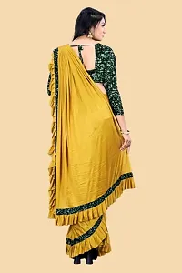 Stylish Yellow Lycra Embellished Saree with Blouse piece For Women-thumb2